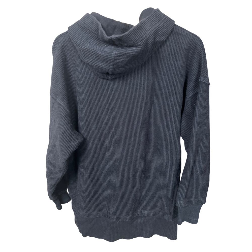 Aerie Small 100% Cotton Black Ribbed Hoodie Women's - Picture 2 of 7
